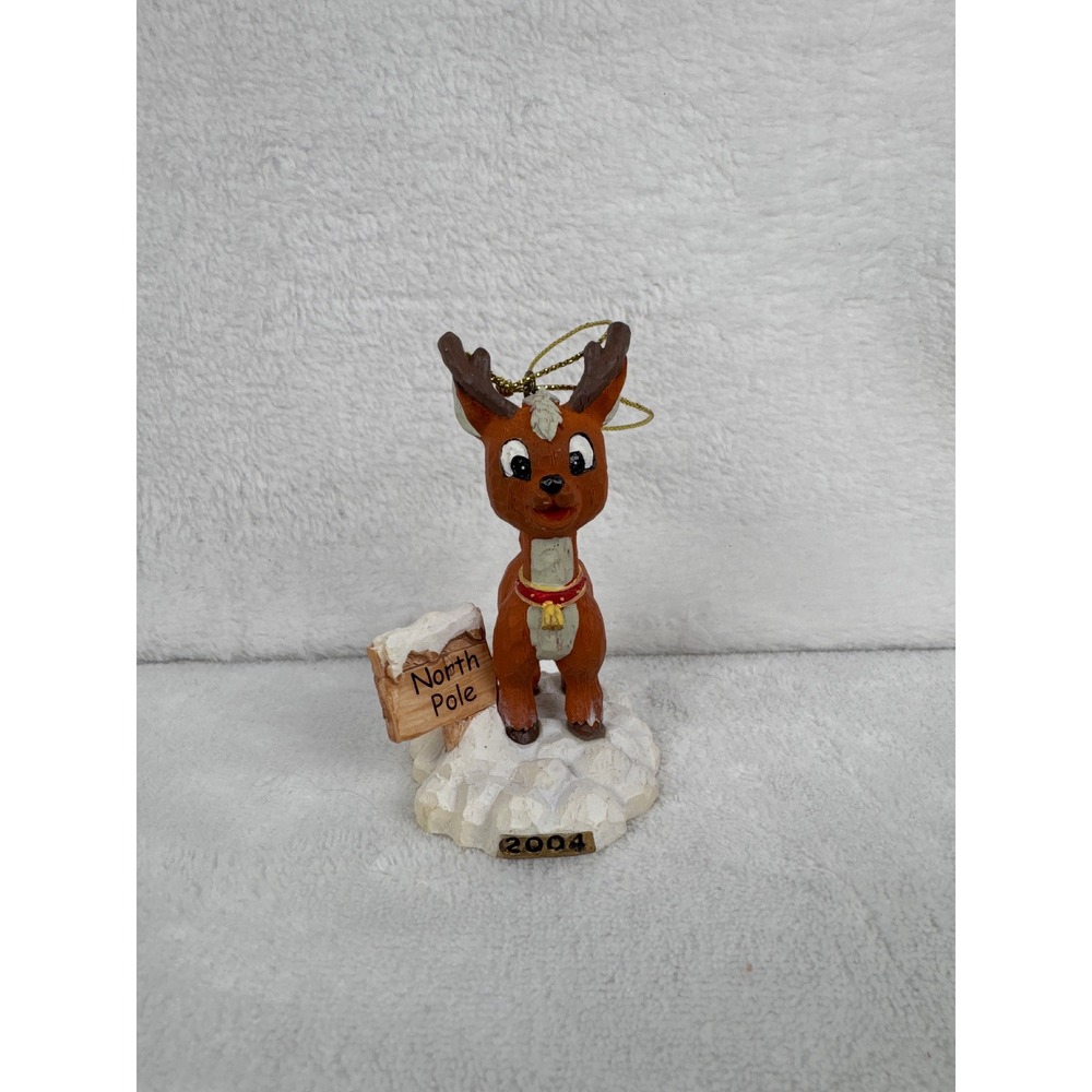 2004 North Pole Sign Rudolph the Red-Nosed Reindeer Ornament Unisex OS Brown EXC